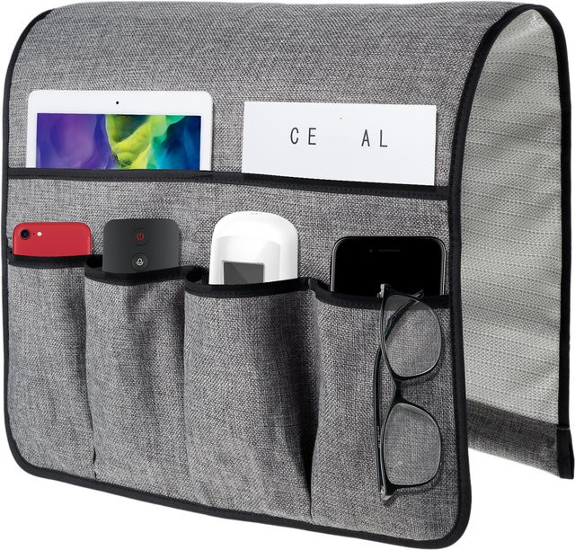 Willstar Sofa-Armlehnen-Organizer in Grau mit 6 Taschen, rutschfeste Aufbewahrungstasche für Sofa und Sessel zur Aufbewahrung von Fernbedienung und Mobiltelefon - Bild 1