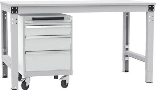 Manuflex BASETEC Schubfachschrank TP1043.7035 mobil, lichtgrau RAL 7035, 4 Schubfächer, Nutzhöhe: 50 cm - Bild 1