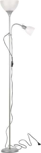 Sensation Stehlampe Biro in Silber und Weiß aus Metall und Kunststoff mit 2 E27 Fassungen, Höhe: 179,5 cm - Bild 1