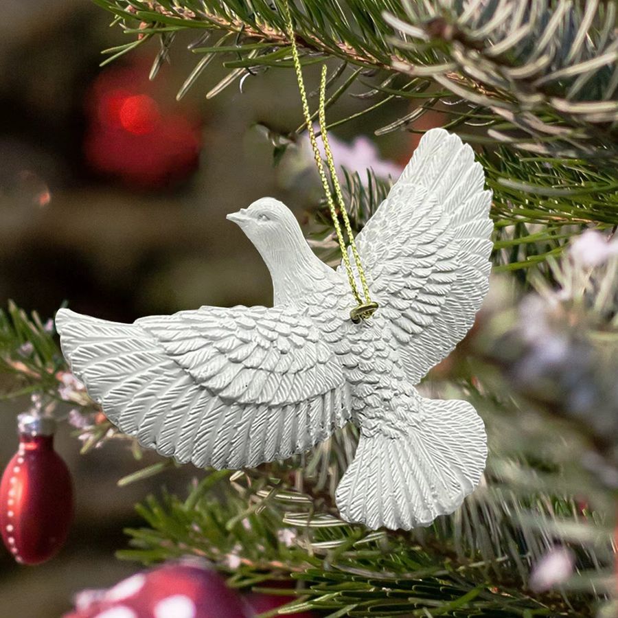 Style Friendship Doves Weihnachtsbaumschmuck aus Kunstharz, 2 weiße Tauben Ornamente - Bild 4