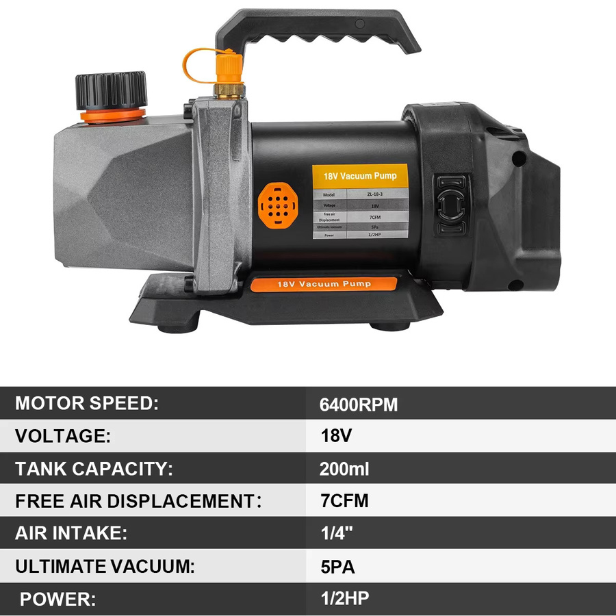 G nto Vakuumpumpe für Klimaanlagen mit 1/2 PS und 7 CFM, passend für Makita 18V Akku, Farbe: Silber - Bild 2