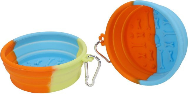 Fishine Faltbarer Hundenapf 2er-Set aus lebensmittelechtem Material in Blau und Multicolour, tragbar und leicht zu reinigen - Bild 1