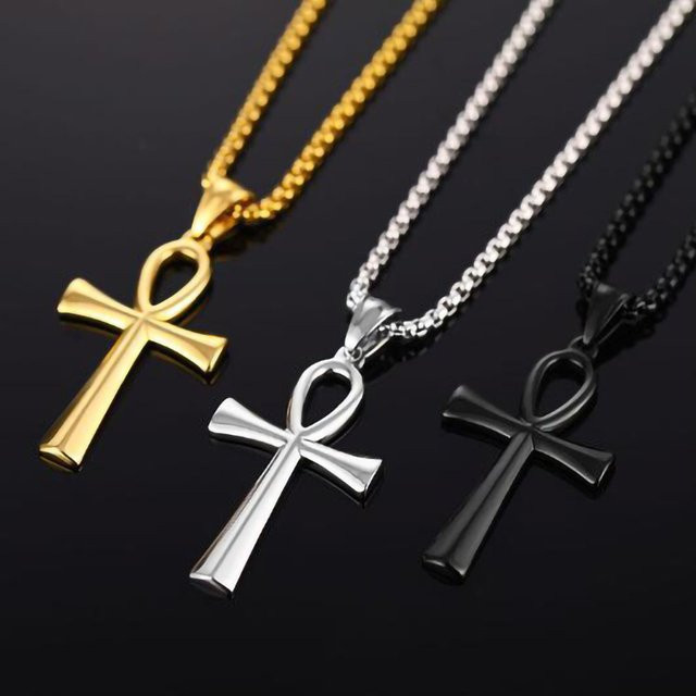 DAIPAN Halskette Ägyptische Ankh, Edelstahl, Unisex - Bild 1