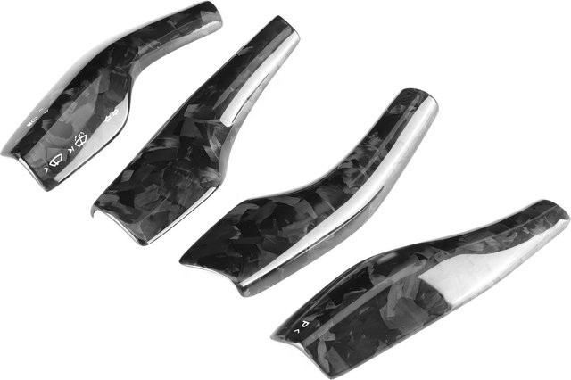 Fishine Zierblende für Scheinwerferschalter und Schaltwippen aus geschmiedeter Kohlefaser in Schwarz passend für Tesla Model 3 und Model Y (2017-2020) - Bild 1