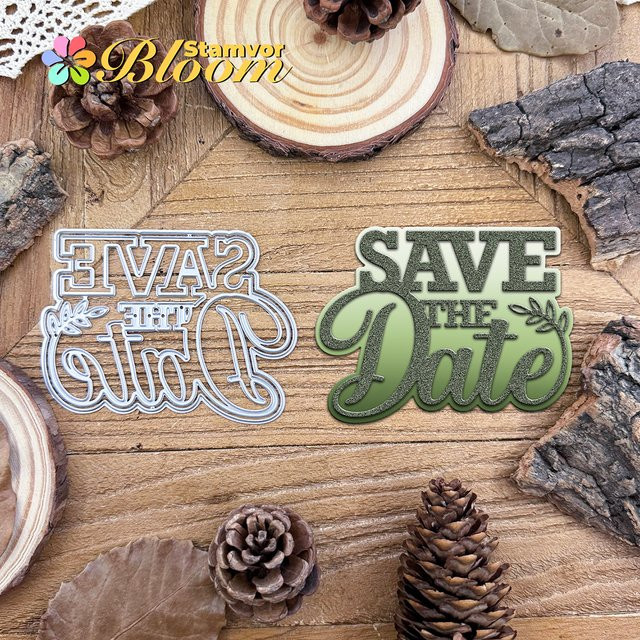 Metall Stanzformen Save the Date für Scrapbooking und dekorative Prägung in Silber - Bild 1