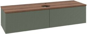 V&B Waschtischunterschrank Antao mit Frontstruktur, Wandhängend, Farbe: Weiß/Grau/Grün, B: 160 cm, T: 50 cm - Bild 1