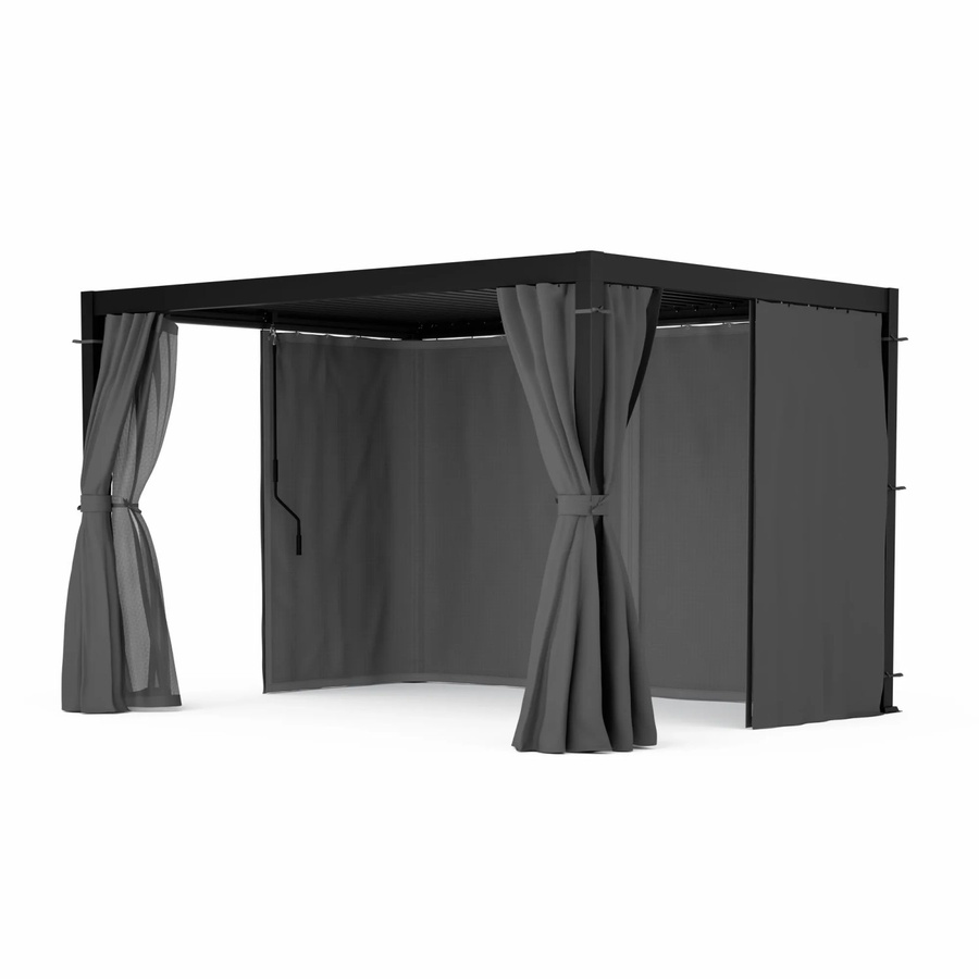 Blumfeldt LuminaHaven Pergola Gartenpavillon mit Vorhängen und Moskitonetzen Schwarz B/T: 400 x 300 cm - Bild 2