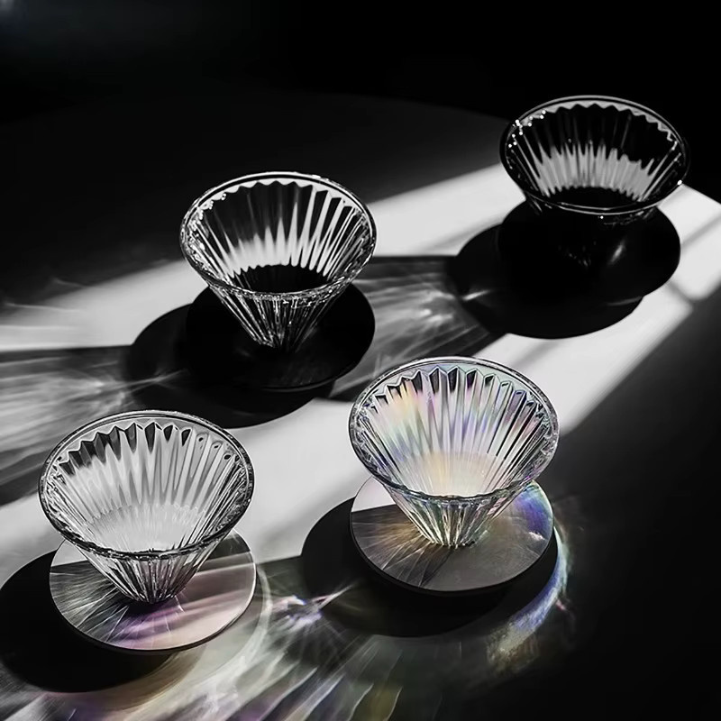Wiederverwendbarer Pour Over Kaffeefilterbecher aus Glas in Transparent und Grau für Barista-Zubehör - Bild 3
