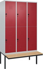 C+P Doppelstock-Spind Classic PLUS Sitzbank mit 3 Abteilen, Buche-Hartholz und Sicherheits-Drehriegel, B/T/H: 212 x 120 x 81,5 cm - Bild 1