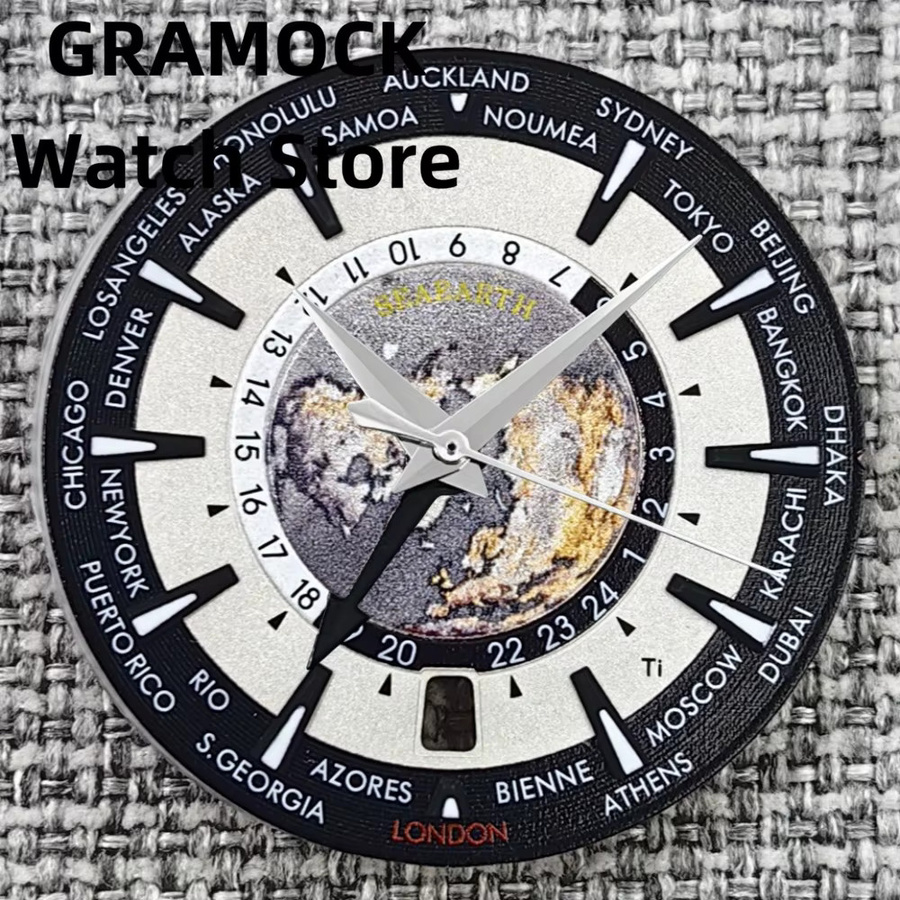 GRAMOCK Uhrenzubehör, Universal Time, 33,5 mm, NH34 Uhrwerk, Unisex - Bild 2