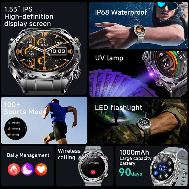 LIGE Smartwatch, Silber, Edelstahl, Silikon, 5 ATM, Herren - Bild 6