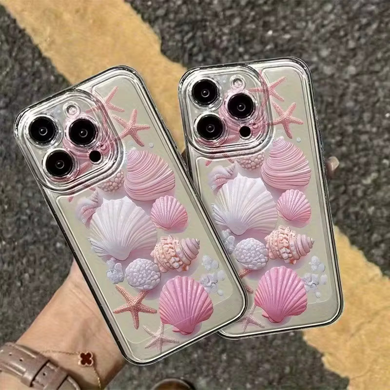 Handyhülle mit Rosa Ozean Muschel Muster aus weichem Silikon für iPhone 11 bis iPhone 17 Pro Max - Bild 3