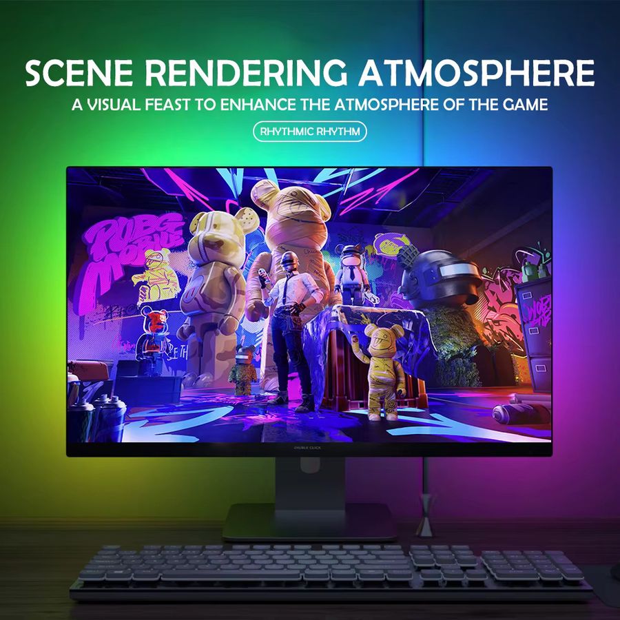 RGB Gaming Sync LED Lichtstreifen zur Monitor-Hintergrundbeleuchtung mit Musik-Synchronisation und App-Steuerung - Bild 2