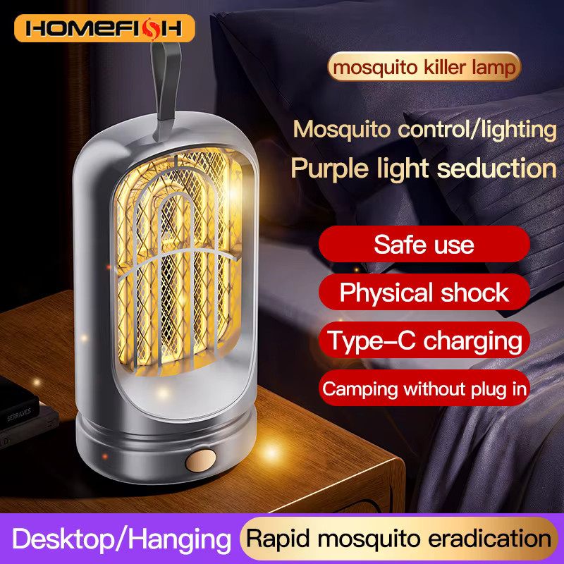 HOMEFISH USB Photokatalytische Mückenfalle mit Elektroschock und 2-in-1 Wandmontierter Nachtbeleuchtung - Bild 4