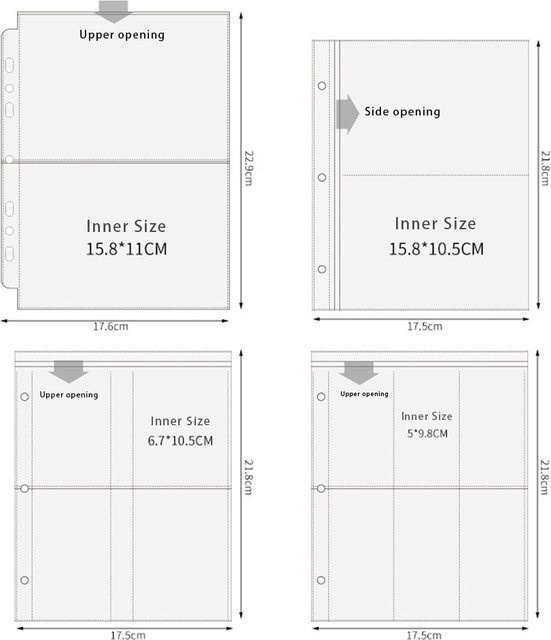 Findohope 10 Stück transparente Fotoalbum Nachfüllseiten im A5 Format für 3/7-Ring Binder mit 1/2/4/6 Taschen zur Aufbewahrung von Fotokarten und Kpop Album Karten - Bild 1