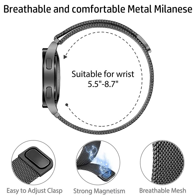 yunfook Uhrenarmband Edelstahl, Milanaise, Silber, Unisex - Bild 2