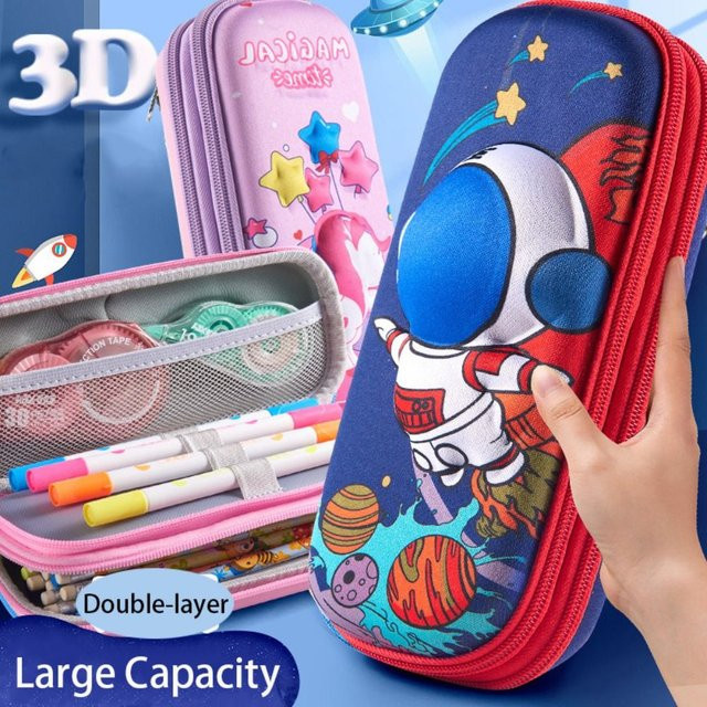 Eva Feder Mäppchen mit Cartoon-Design, wasserdichte Doppelschicht-Stiftebox für Schüler mit großer Kapazität - Bild 1