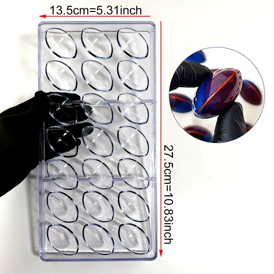 ALICAKE Schokoladenform in Ovalform aus transparentem Polycarbonat für Bonbons und Süßwaren - Bild 2
