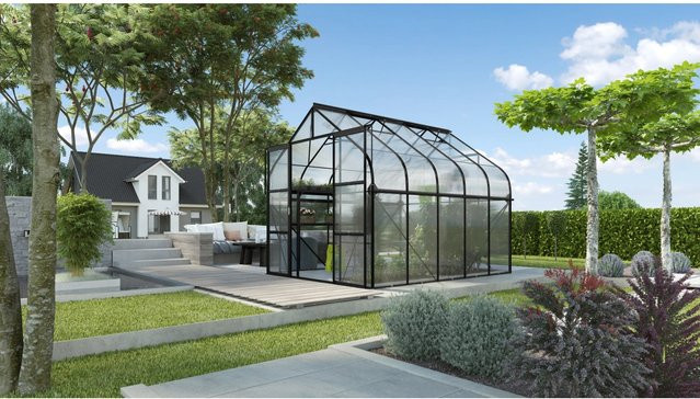 Vitavia Gewächshaus Diana 8300 in Schwarz mit Fundament, Aluminiumrahmen und Polycarbonat-Verglasung, 8,3 m² - Bild 1