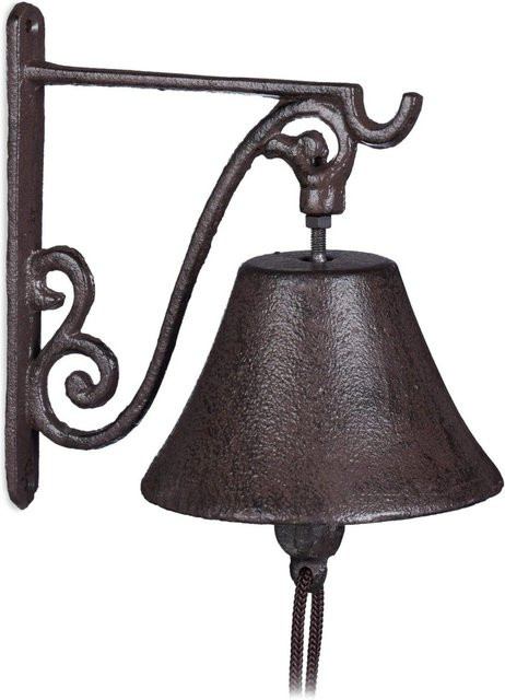 Relaxdays Türglocke aus Gusseisen im Landhausstil, Farbe: Karamellbraun, B/T/H: 13 x 11 x 15 cm - Bild 1