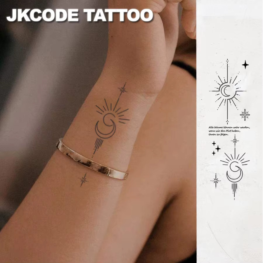 JKCODE TATTOO Temporäre Tätowierungen, Sonne und Mond, Wasserfest - Bild 2