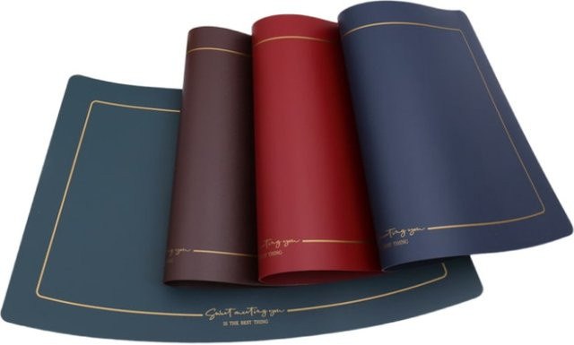 Inyahome Fächerförmige Tischsets aus Kunststoff, Ölbeständig, Grün, Rechteckig - Bild 1