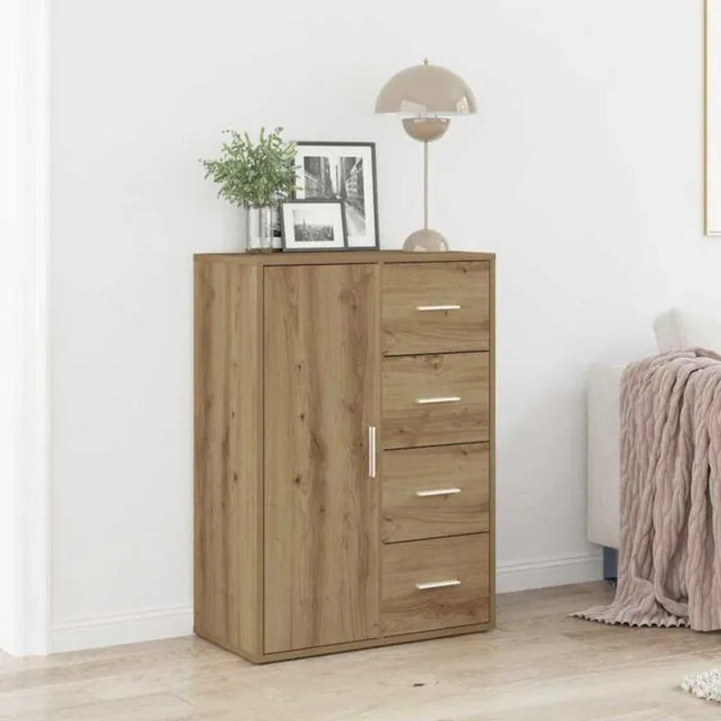 Sideboard vidaXL in Eiche Natur Braun im Landhaus- und Modern-Stil aus Holzwerkstoff, B/T/H: 60 x 31 x 84 cm - Bild 1