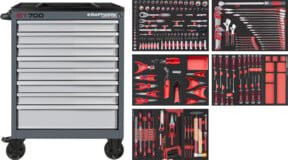 Kraftwerk BT LINE Werkstattwagen BT700 in Grau mit 8 Schubladen und 243-teiligem Zubehör - Bild 1