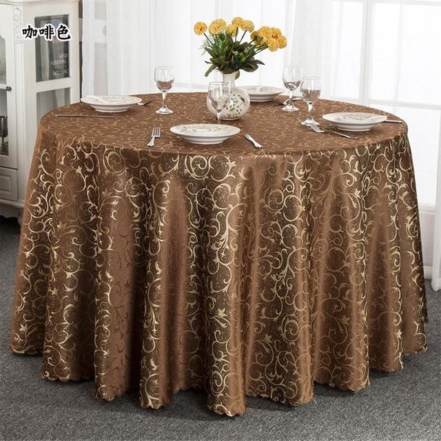 Runde Hotel-Tischdecke von JMG Household Supplies mit goldenem Blumenmuster in Braun, Durchmesser: 240 cm - Bild 1