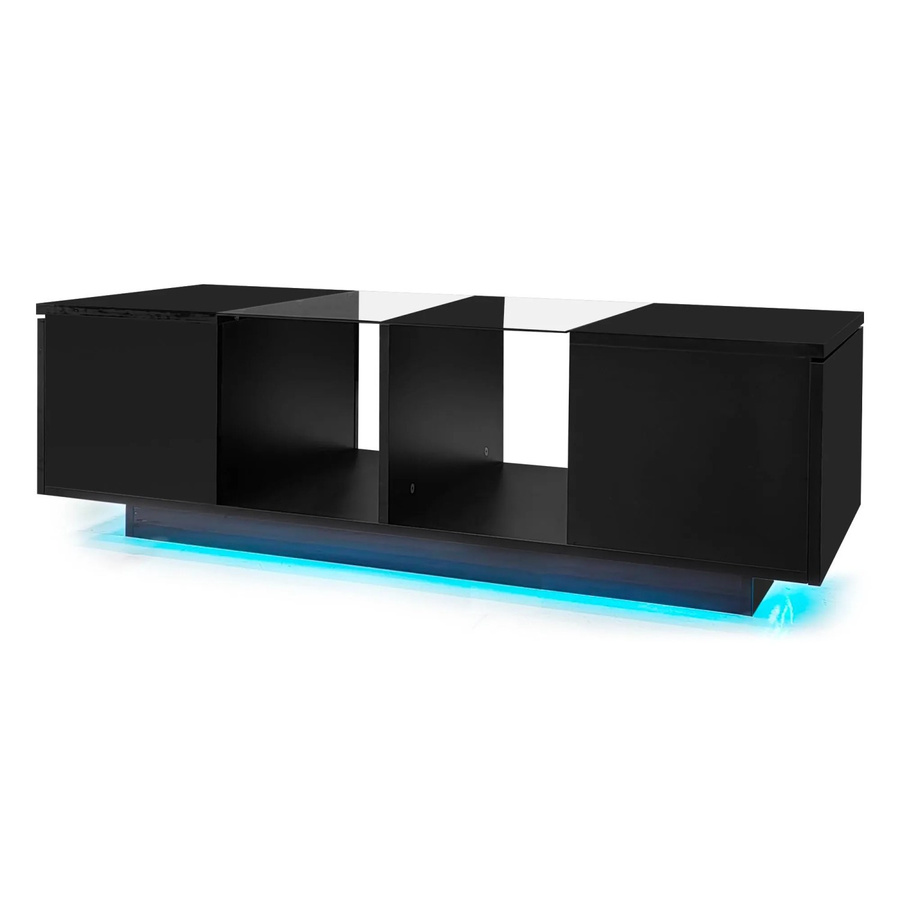 okwish Couchtisch mit LED-Beleuchtung und hochglänzender Glasplatte in Schwarz, B/T/H: 120 x 50 x 38,5 cm - Bild 2