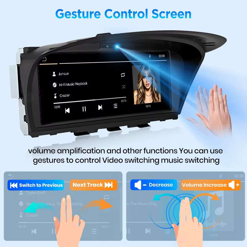 Junsun Android Autoradio mit Linux-System, Air-Gesture-Steuerung, Wireless Carplay, Android Auto und GPS-Navigation für BMW 3er E90 E91 E92 E93 und 5er E60 E61 E62 E63, Schwarz - Bild 2