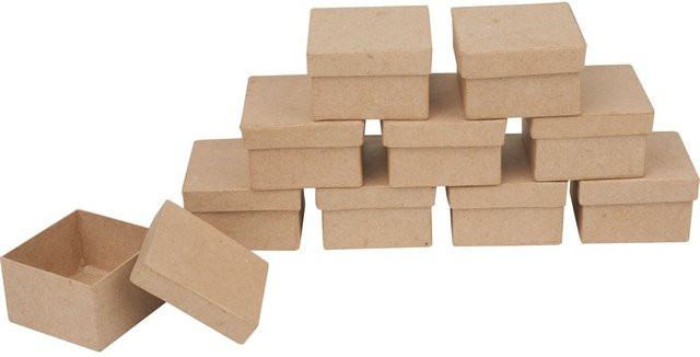 VBS Quadratische Pappschachteln Braun für Adventskalender, 10 Stück, B: 6,5 cm, T: 6,5 cm, H: 3,8 cm - Bild 1