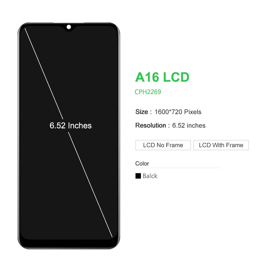 Oppo LCD Display Touchscreen Digitalisierer Baugruppe Ersatzteil für Oppo A16 CPH2269 und A16s CPH2271, 6.52 Zoll, Schwarz - Bild 2