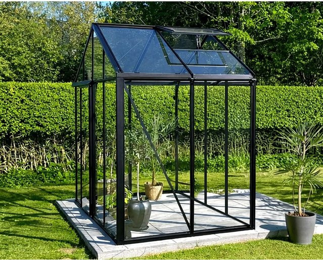 Bloomcabin Gewächshaus GHC8 Klassik in Schwarz mit Sicherheitsglas, Aluminium und integriertem Dachfenster sowie Belüftungssystem - Bild 1