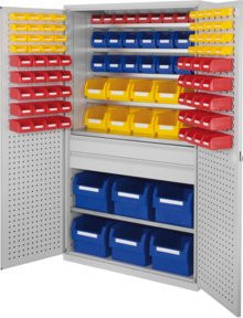 Kappes Grossraumschrank Mod. 32 Loch- und Schlitzplatten in Grau und Multicolour mit abschliessbaren Türen - Bild 1