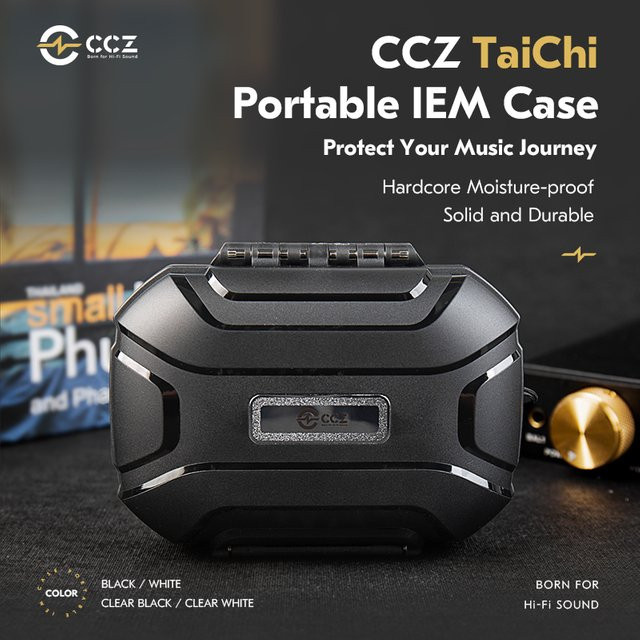 CCZ ZC01 Tragbares In-Ear-Monitorgehäuse, wasserdichte und staubdichte IEM-Hülle für Kopfhörer und Zubehör, Schwarz - Bild 1