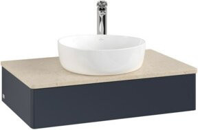 V&B Waschtischunterschrank Antao ohne Frontstruktur in Mattblau, B/T/H: 80 x 50 x 19 cm - Bild 1