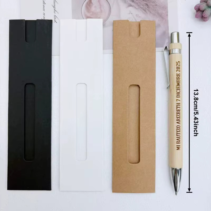 Personalisierte Bambus-Kugelschreiber mit schwarzer Tinte und Geschenkbox für Hochzeiten, Verlobungen oder als Geschäftsgeschenke - Bild 2