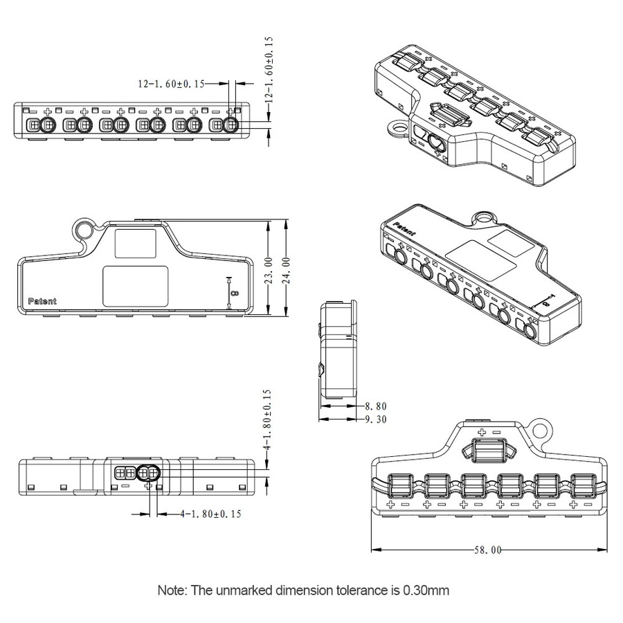 Quick Connect Niederspannungsdraht Splitter Verteilerblock für LED-Streifen und Beleuchtung, 3/6 Ports, Schwarz - Bild 3