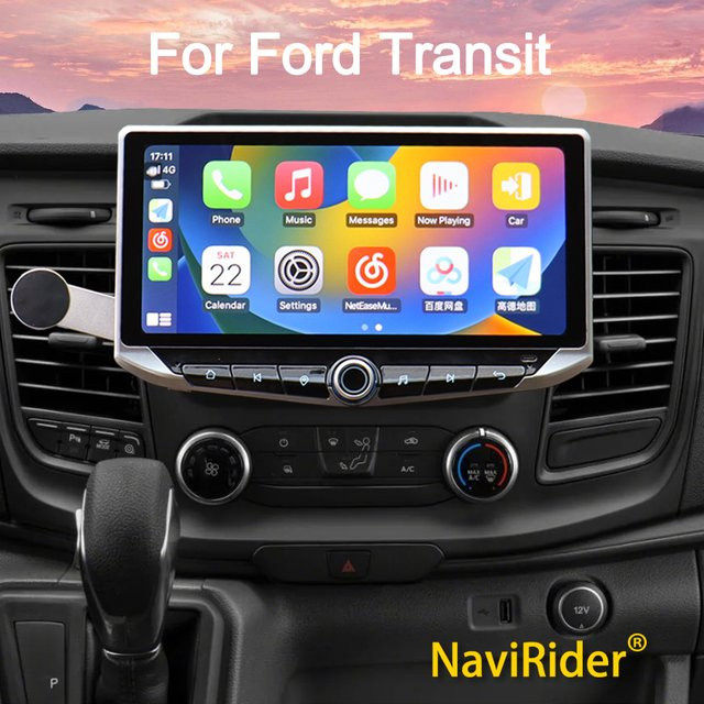 NAVIRIDER Android 14 Autoradio mit GPS und CarPlay für Ford Transit 300 350 (2017-2023), 10,88 Zoll Multimedia-Player, Schwarz - Bild 1