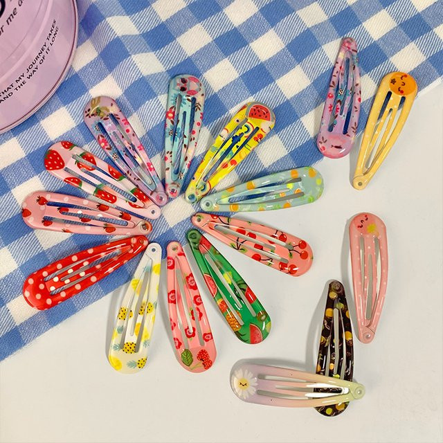 LYSUMDUOE Haarspangen, Cartoon-Druck, Blumen, Kinder - Bild 1