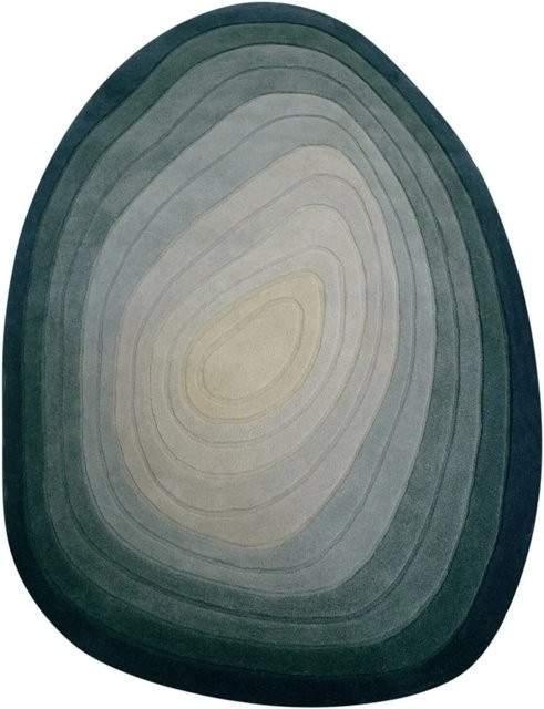 Flair Rugs Wollteppich Puddle Wool in Blau mit High-Low-Effekt, Handgeknüpft, B/T: 160 x 230 cm - Bild 1