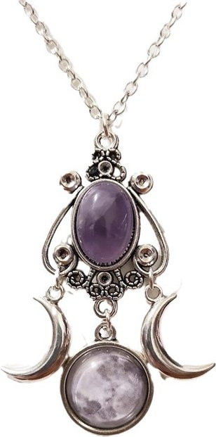 ZYWBWSSL Halskette, dreifacher Mond-Anhänger, Schwarz/Rot/Lila, Unisex - Bild 1