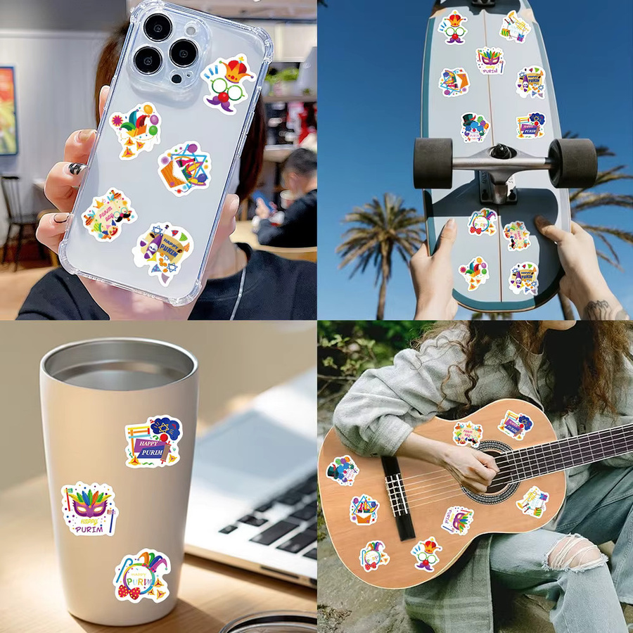 500 Stück Cartoon Graffiti Purim Roll Aufkleber, wasserdichte ästhetische Sticker in Multicolour für Telefon, Laptop, Notebook, Skateboard und Gitarre - Bild 3