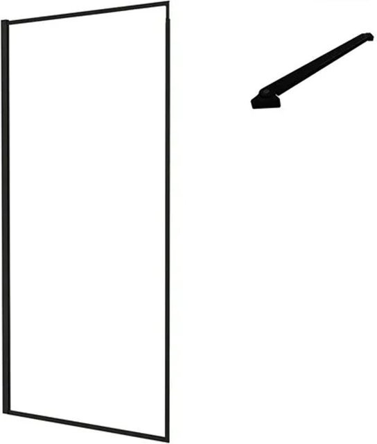 Duschparadies Walk In Duschabtrennung aus Klarglas mit Nano-Beschichtung, Schwarzrahmen, B/T/H: 120 x 200 cm - Bild 1