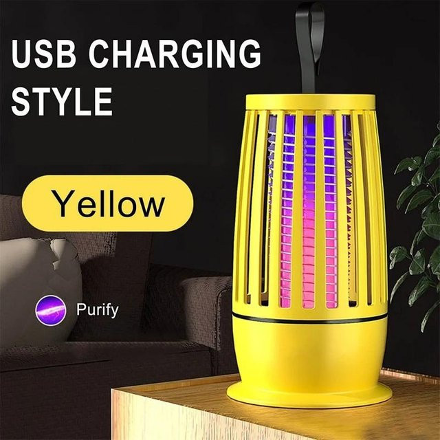 Lanzhong home life Set aus 2 Stück tragbare elektrische Moskito-Lampen, wiederaufladbare Fliegenfalle und Insektenvernichter in Gelb - Bild 1