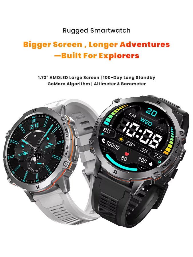 MISIRUN X3 Smartwatch für Herren in Silber mit GPS, Kompass, Höhenmesser und 1ATM Wasserdichtigkeit sowie Bluetooth-Anruffunktion und 1000mAh Akku - Bild 5