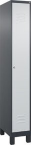 C+P Spind Classic PLUS Garderobenschrank mit 1 Abteil, Füße, Zylinderschloss und 3 Garderobenhaken, Farbe: Anthrazitgrau/Lichtgrau/Schwarzgrau, H x B x T: 195 x 30 x 50 cm - Bild 1