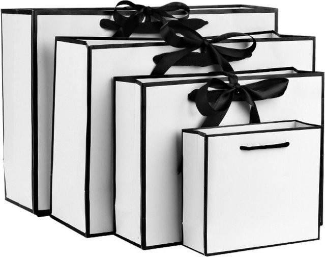 Luxuriöse Geschenktüte aus Papier in Weiß und Schwarz mit großer Kapazität und verstärktem Boden - Bild 1