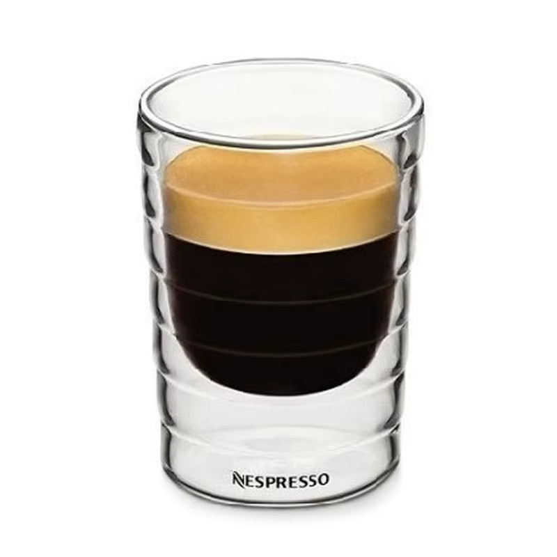 RSCHEF Espresso Tasse aus doppelwandigem Klarglas, stapelbarer isolierter Glasbecher, transparent, 85 ml - Bild 2
